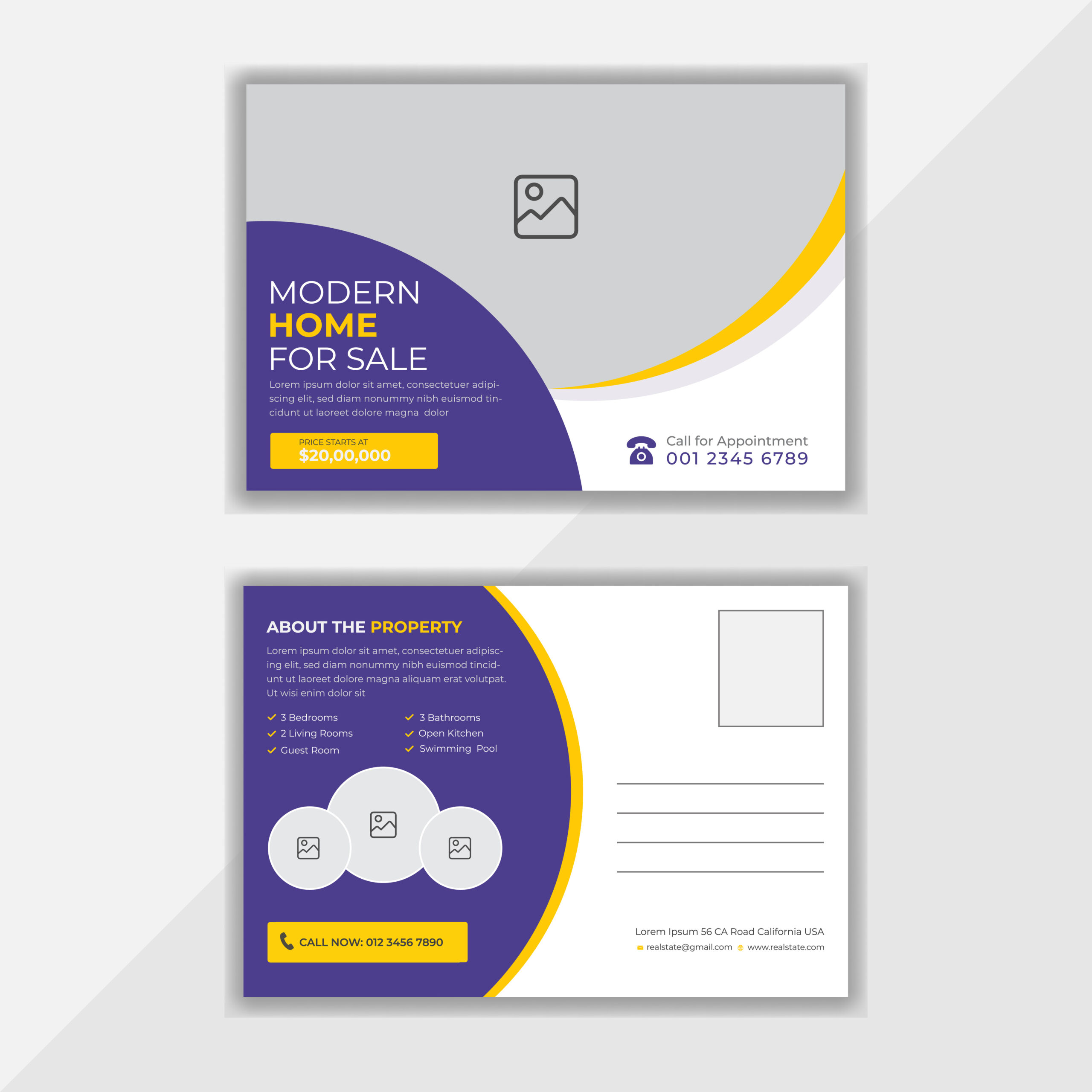 Real Estate and Business Marketing Postcard Design Template